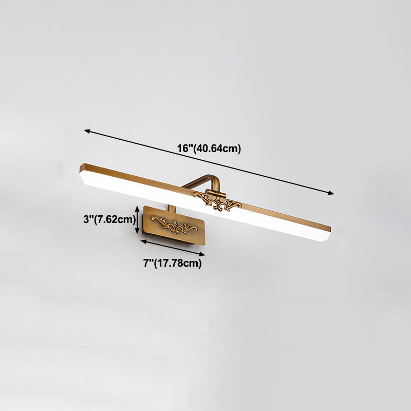 Linear Shape Metal Wall Light Modern Style 1 Light Mirror Wall Mount Light in Gold