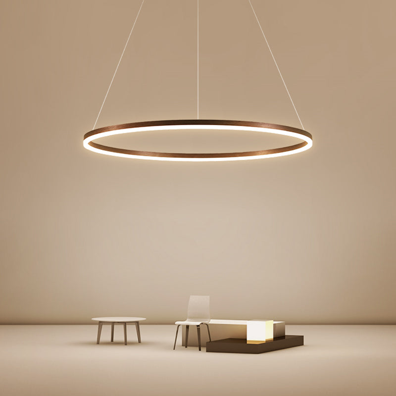 Modern Aluminum Ceiling Hung Fixture Brown Circle Down Lighting Pendant