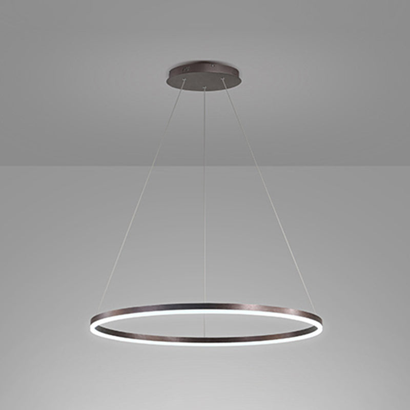 Modern Aluminum Ceiling Hung Fixture Brown Circle Down Lighting Pendant