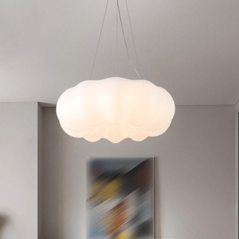 White Hanging Lamp Minimalist Style Plastic Chandelier Pendant Light Fixture