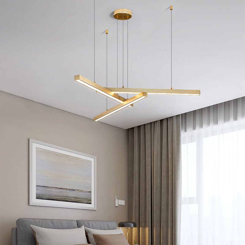 Modern Style Chandelier Lighting Fixtures Metal Linear Hanging Chandelier