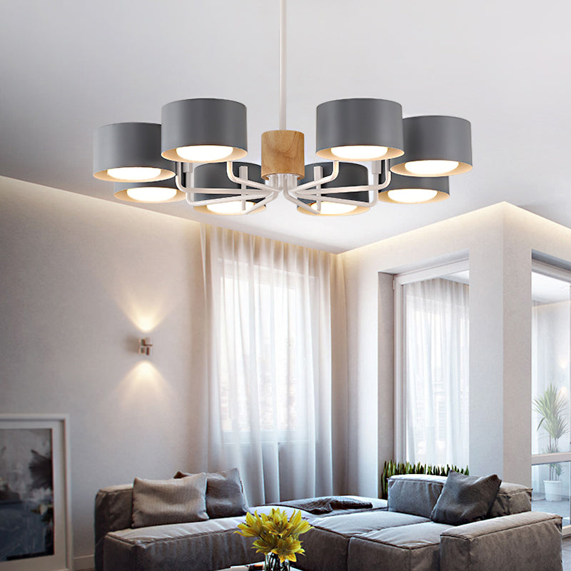 Cylindrical Shape Chandelier Nordic Modern Multi Light Pendant Light for Living Room