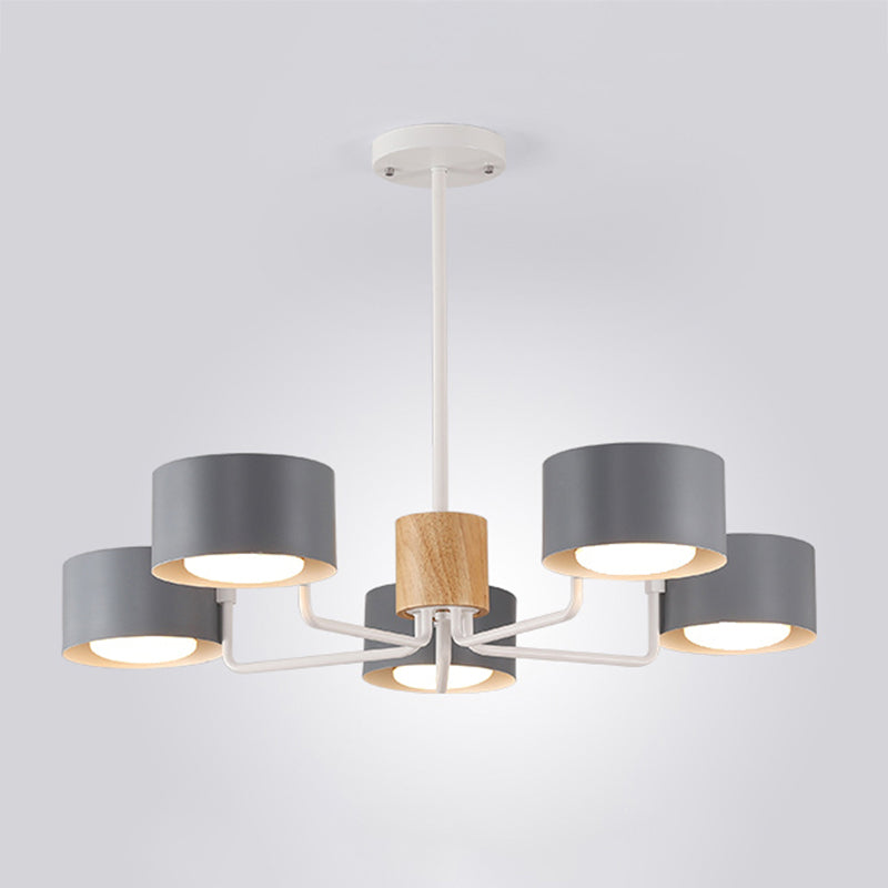 Cylindrical Shape Chandelier Nordic Modern Multi Light Pendant Light for Living Room