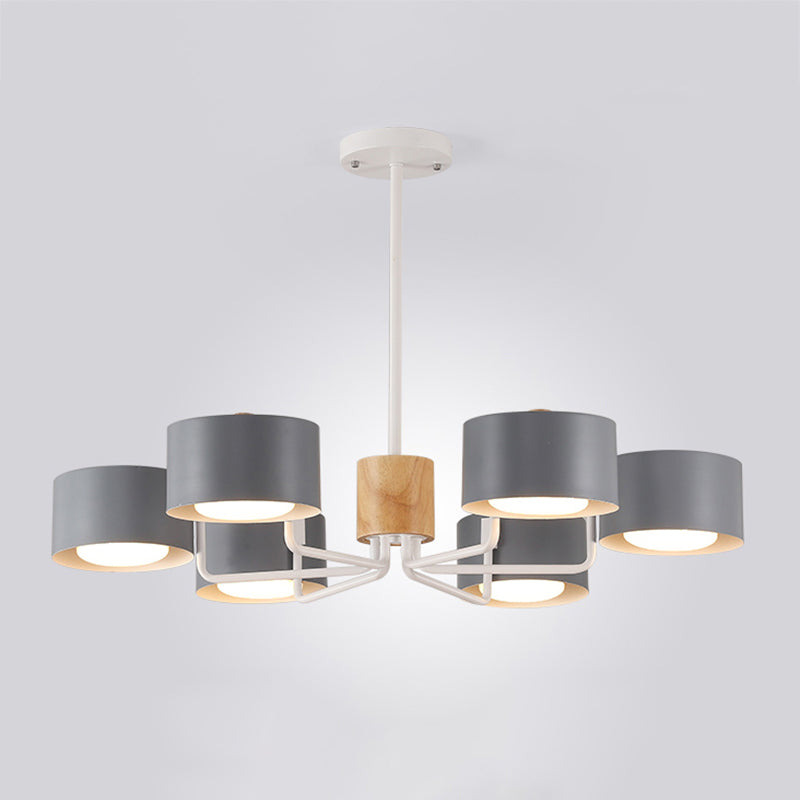 Cylindrical Shape Chandelier Nordic Modern Multi Light Pendant Light for Living Room