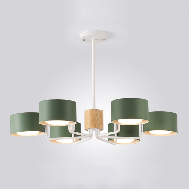 Cylindrical Shape Chandelier Nordic Modern Multi Light Pendant Light for Living Room