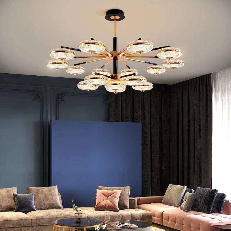 Metal Round Shape Hanging Ceiling Light Modern Multi Lights Hanging Light in Gold