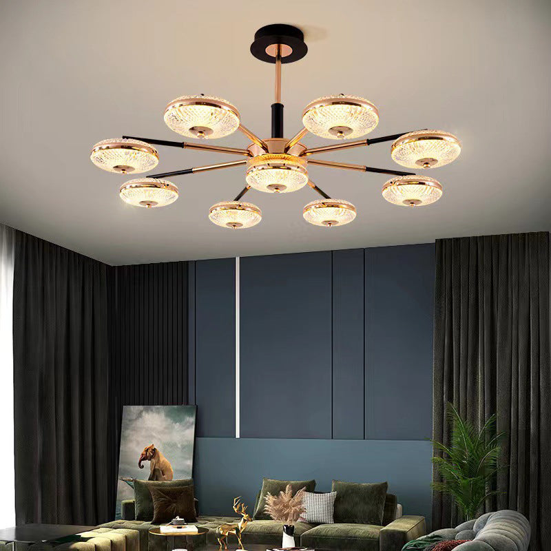 Metal Round Shape Hanging Ceiling Light Modern Multi Lights Hanging Light in Gold