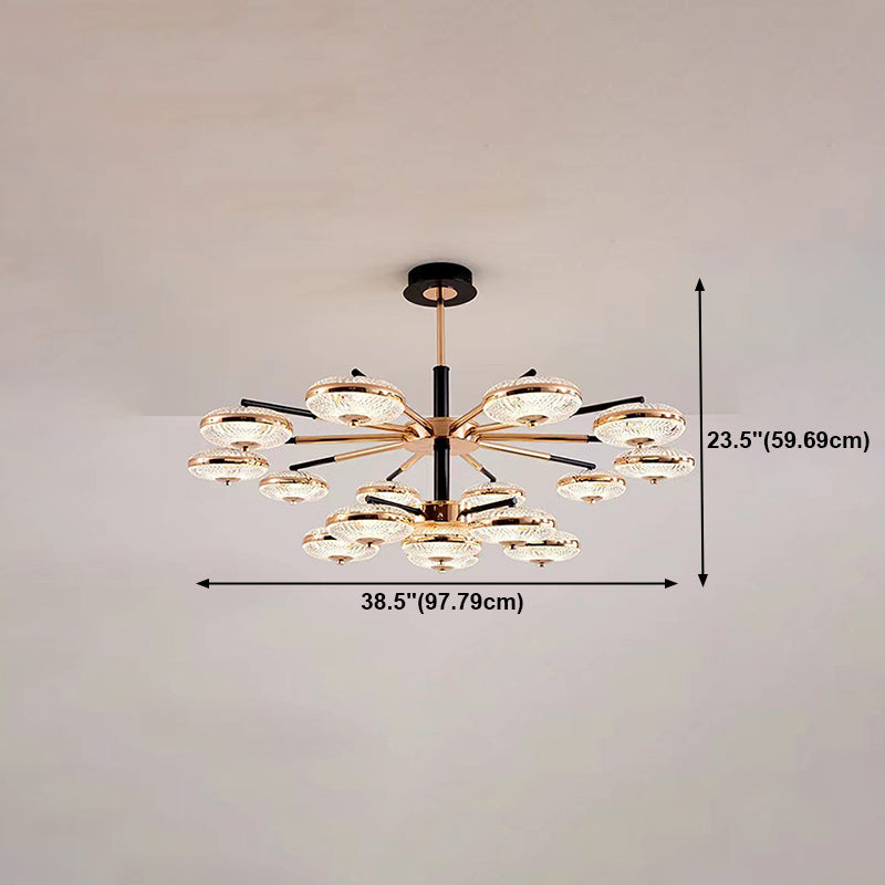 Metal Round Shape Hanging Ceiling Light Modern Multi Lights Hanging Light in Gold