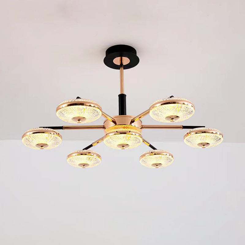 Metal Round Shape Hanging Ceiling Light Modern Multi Lights Hanging Light in Gold