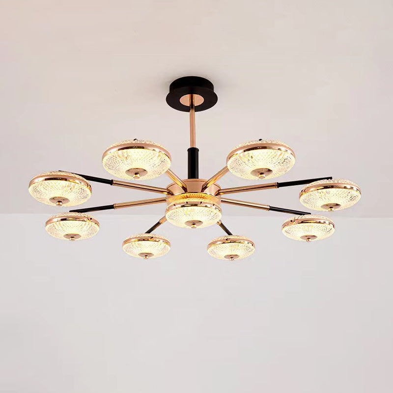 Metal Round Shape Hanging Ceiling Light Modern Multi Lights Hanging Light in Gold