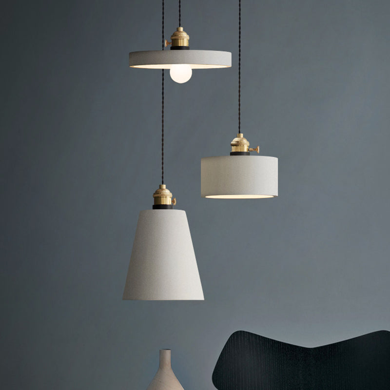 Cement Hanging Lamp Kit Grey Modern Mini Pendant Light for Coffee Shop