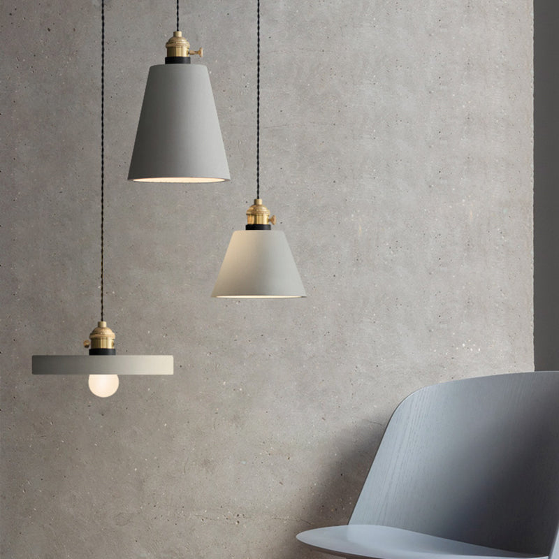 Cement Hanging Lamp Kit Grey Modern Mini Pendant Light for Coffee Shop