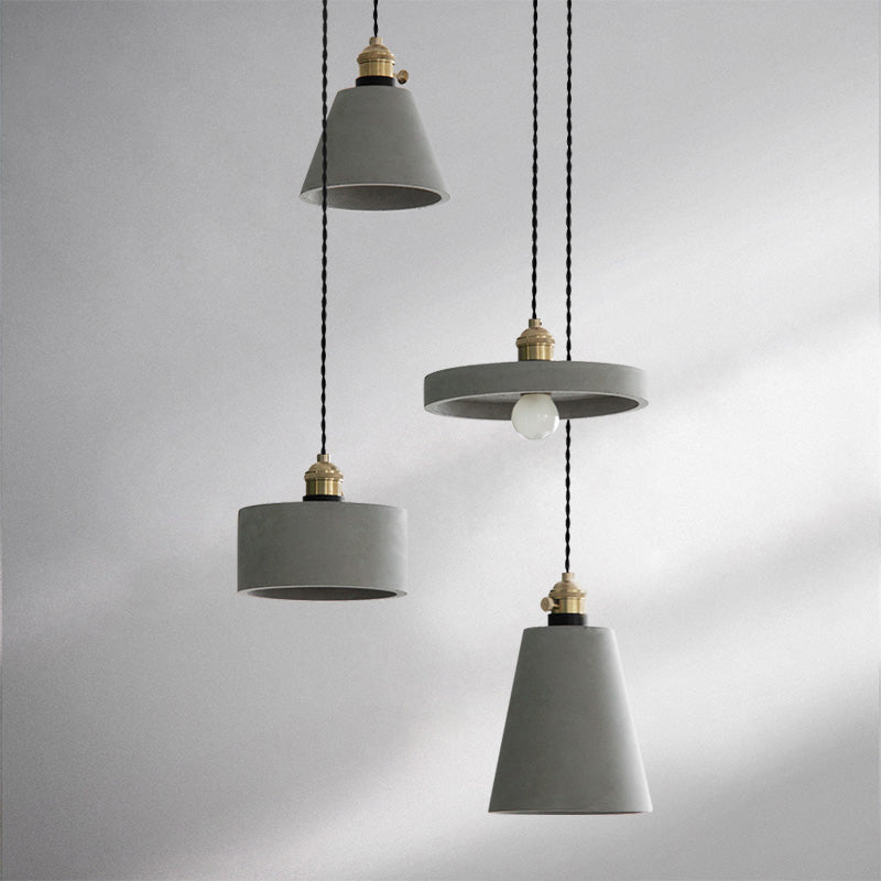 Cement Hanging Lamp Kit Grey Modern Mini Pendant Light for Coffee Shop