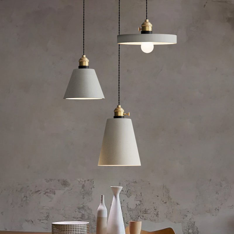 Cement Hanging Lamp Kit Grey Modern Mini Pendant Light for Coffee Shop