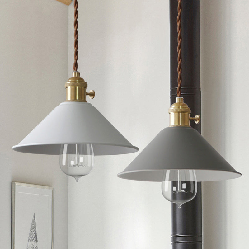 Cone Shade Hanging Lighting Modern Macaron Style Metal 1 Light Hanging Lamp for Bedroom