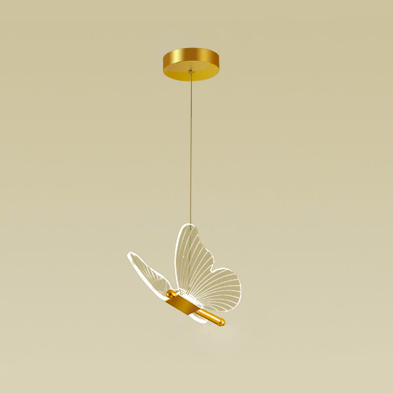 Butterfly Hanging Light Fixture Modern LED Pendant Lamp with Acrylic Shade for Bedroom