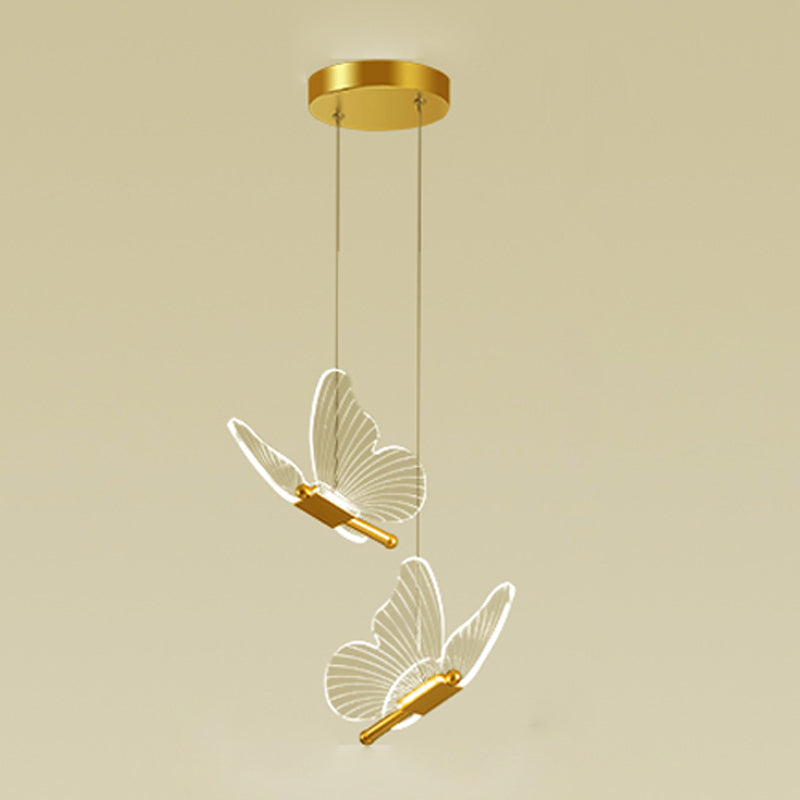 Butterfly Hanging Light Fixture Modern LED Pendant Lamp with Acrylic Shade for Bedroom