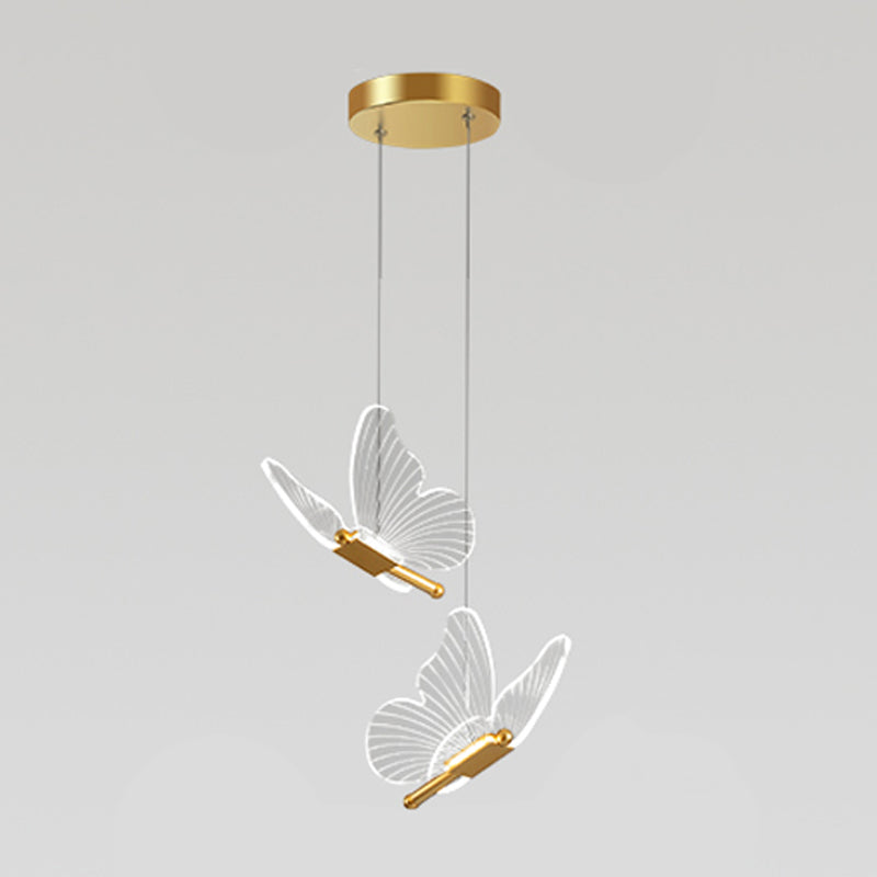 Butterfly Hanging Light Fixture Modern LED Pendant Lamp with Acrylic Shade for Bedroom