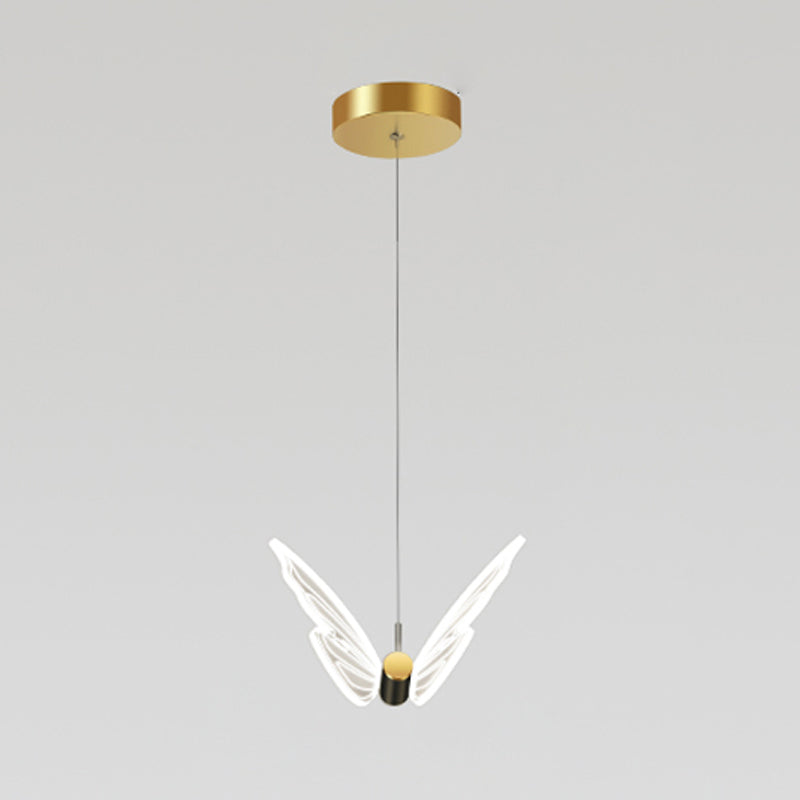 Butterfly Hanging Light Fixture Modern LED Pendant Lamp with Acrylic Shade for Bedroom