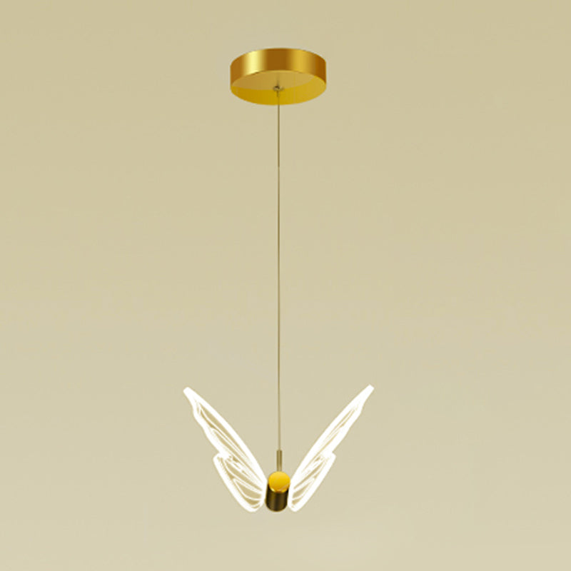 Butterfly Hanging Light Fixture Modern LED Pendant Lamp with Acrylic Shade for Bedroom