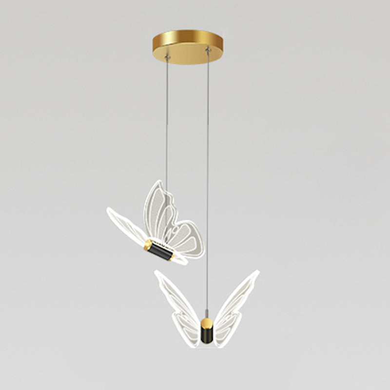 Butterfly Hanging Light Fixture Modern LED Pendant Lamp with Acrylic Shade for Bedroom