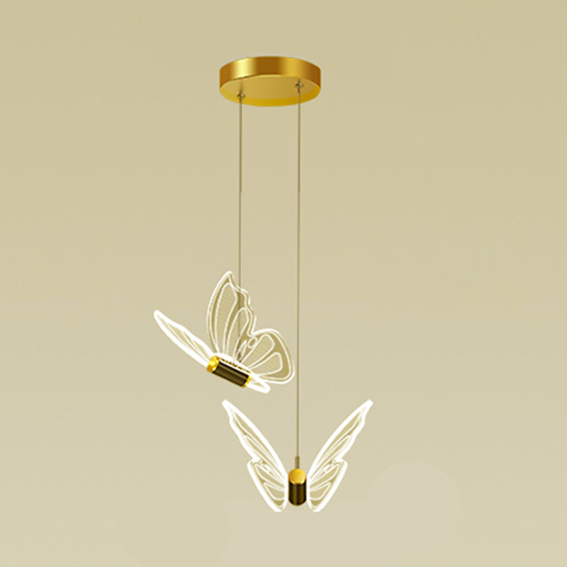 Butterfly Hanging Light Fixture Modern LED Pendant Lamp with Acrylic Shade for Bedroom