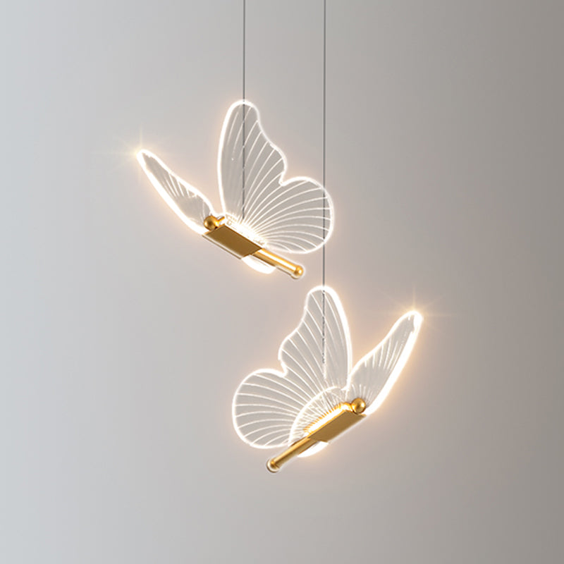 Butterfly Hanging Light Fixture Modern LED Pendant Lamp with Acrylic Shade for Bedroom