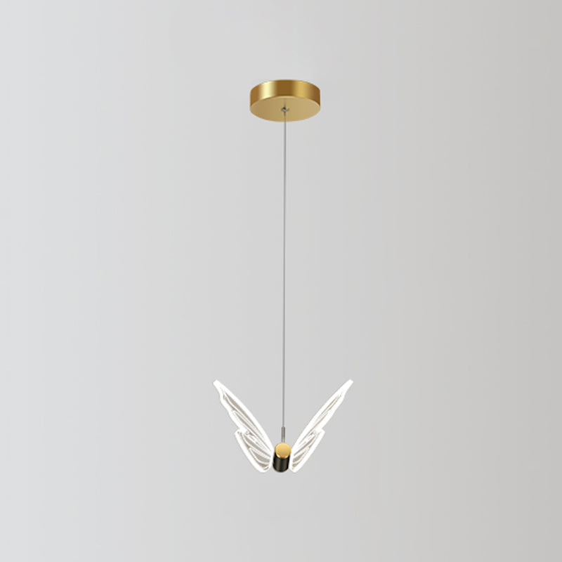 Butterfly Hanging Light Fixture Modern LED Pendant Lamp with Acrylic Shade for Bedroom