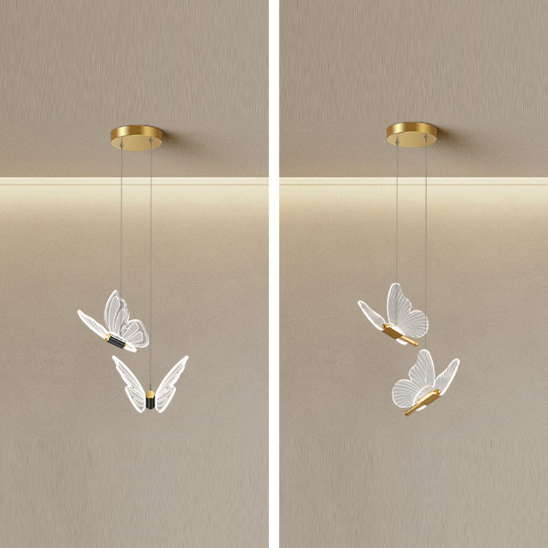 Butterfly Hanging Light Fixture Modern LED Pendant Lamp with Acrylic Shade for Bedroom