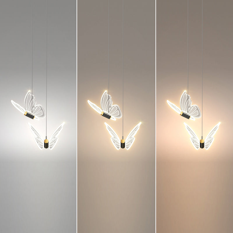 Butterfly Hanging Light Fixture Modern LED Pendant Lamp with Acrylic Shade for Bedroom