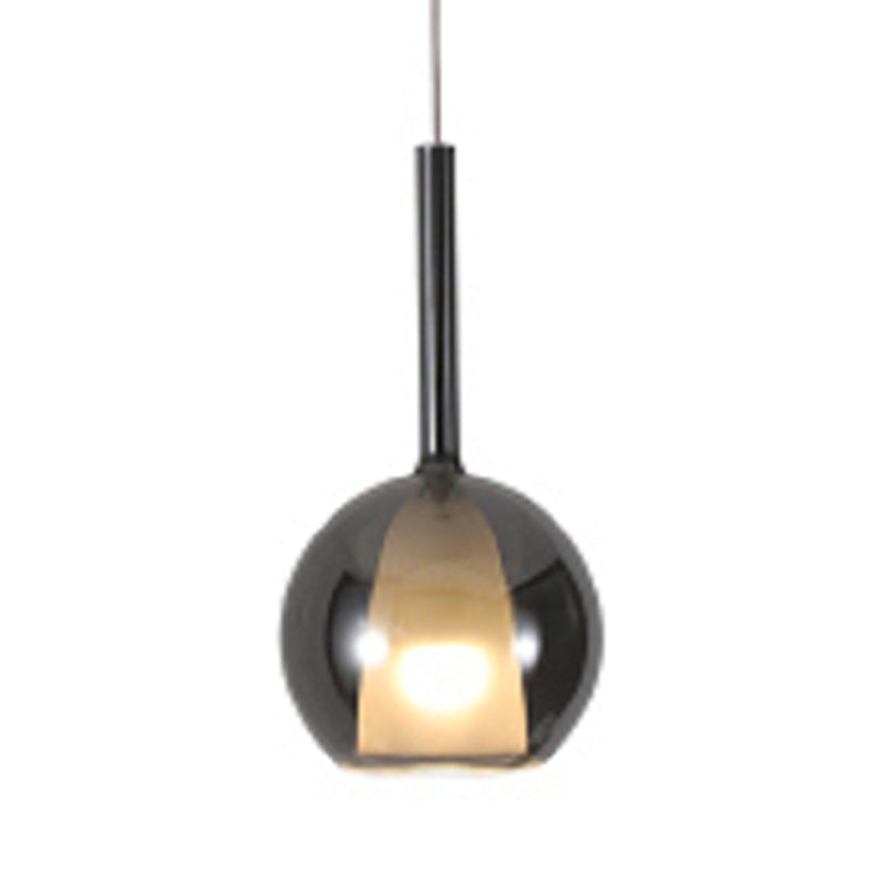 Modern Simple Metal Ceiling Lamp Ball Shape Pendant Light with Glass Shade for Bedroom