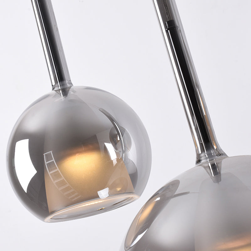 Modern Simple Metal Ceiling Lamp Ball Shape Pendant Light with Glass Shade for Bedroom