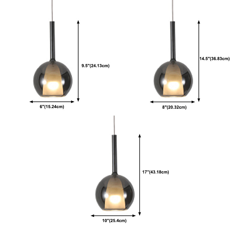 Modern Simple Metal Ceiling Lamp Ball Shape Pendant Light with Glass Shade for Bedroom