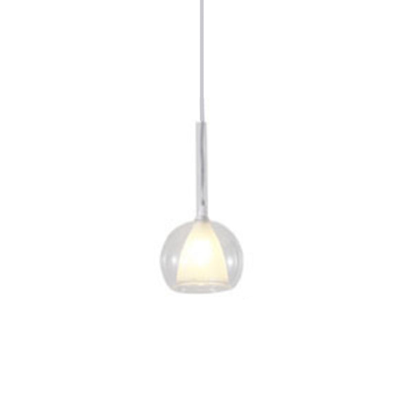 Dual Glass Globe Pendant Lamp Modern Style 1-Light Small Hanging Lamp