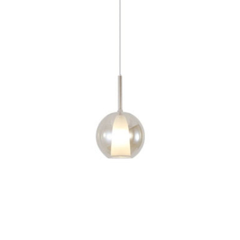 Dual Glass Globe Pendant Lamp Modern Style 1-Light Small Hanging Lamp