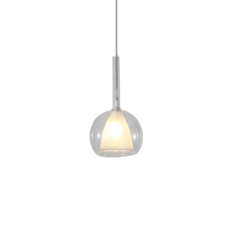 Dual Glass Globe Pendant Lamp Modern Style 1-Light Small Hanging Lamp