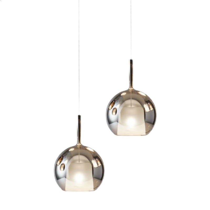 Dual Glass Globe Pendant Lamp Modern Style 1-Light Small Hanging Lamp