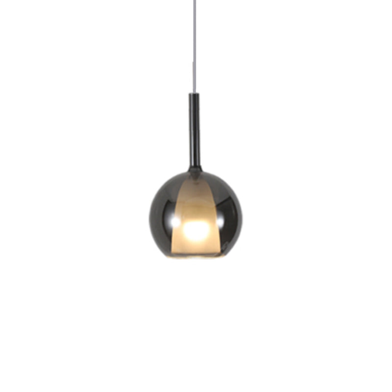 Dual Glass Globe Pendant Lamp Modern Style 1-Light Small Hanging Lamp