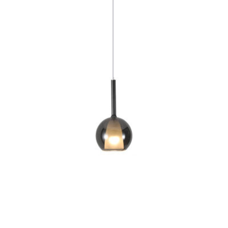 Dual Glass Globe Pendant Lamp Modern Style 1-Light Small Hanging Lamp