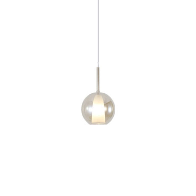 Dual Glass Globe Pendant Lamp Modern Style 1-Light Small Hanging Lamp