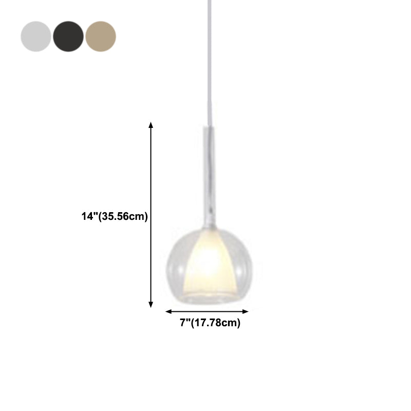 Dual Glass Globe Pendant Lamp Modern Style 1-Light Small Hanging Lamp