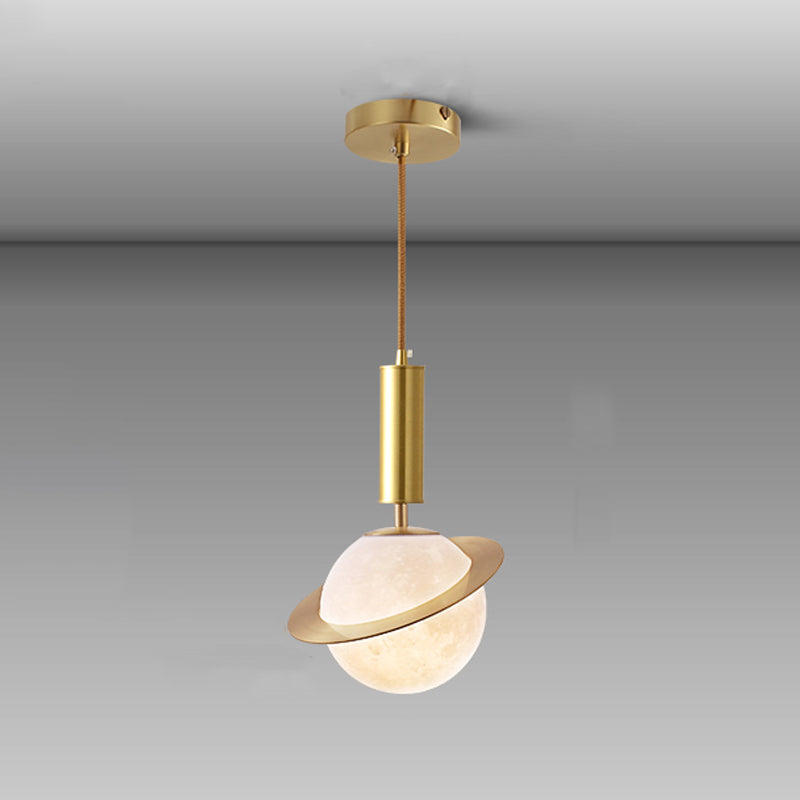 Brass Small Pendant Light Modern 1 Bulb Metal Hanging Lamp for Bedroom