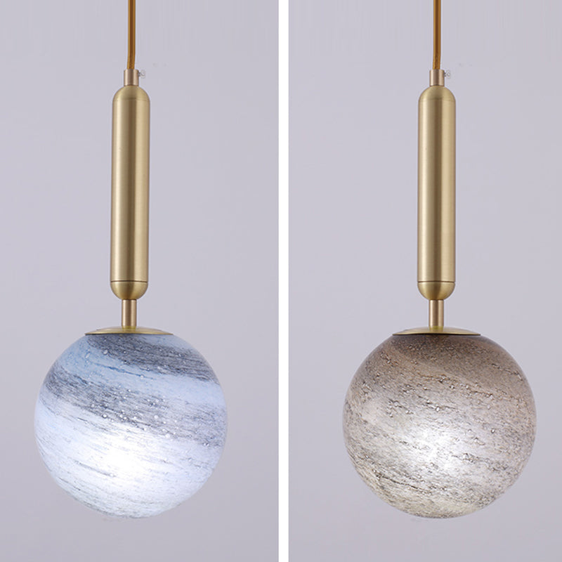 Brass Small Pendant Light Modern 1 Bulb Metal Hanging Lamp for Bedroom