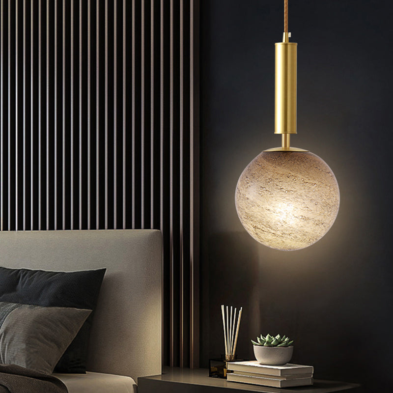 Brass Small Pendant Light Modern 1 Bulb Metal Hanging Lamp for Bedroom