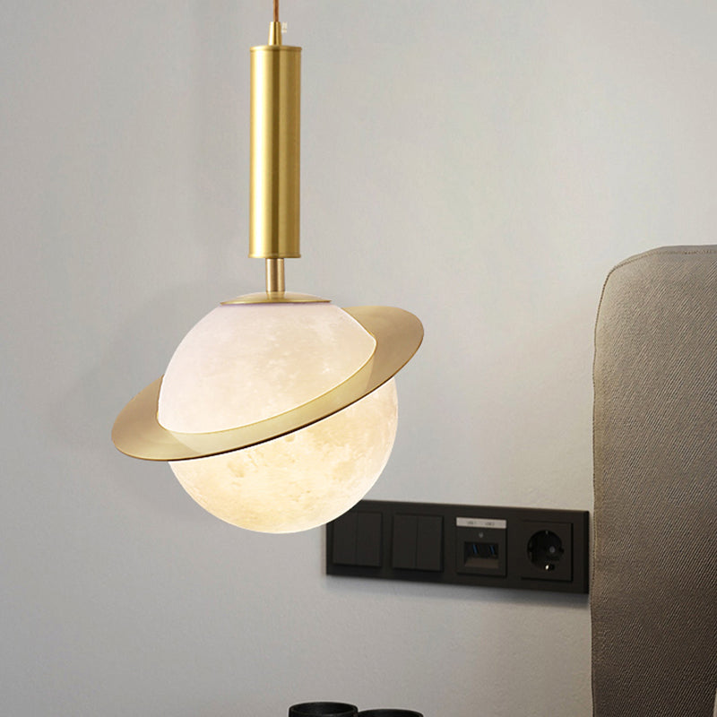 Brass Small Pendant Light Modern 1 Bulb Metal Hanging Lamp for Bedroom