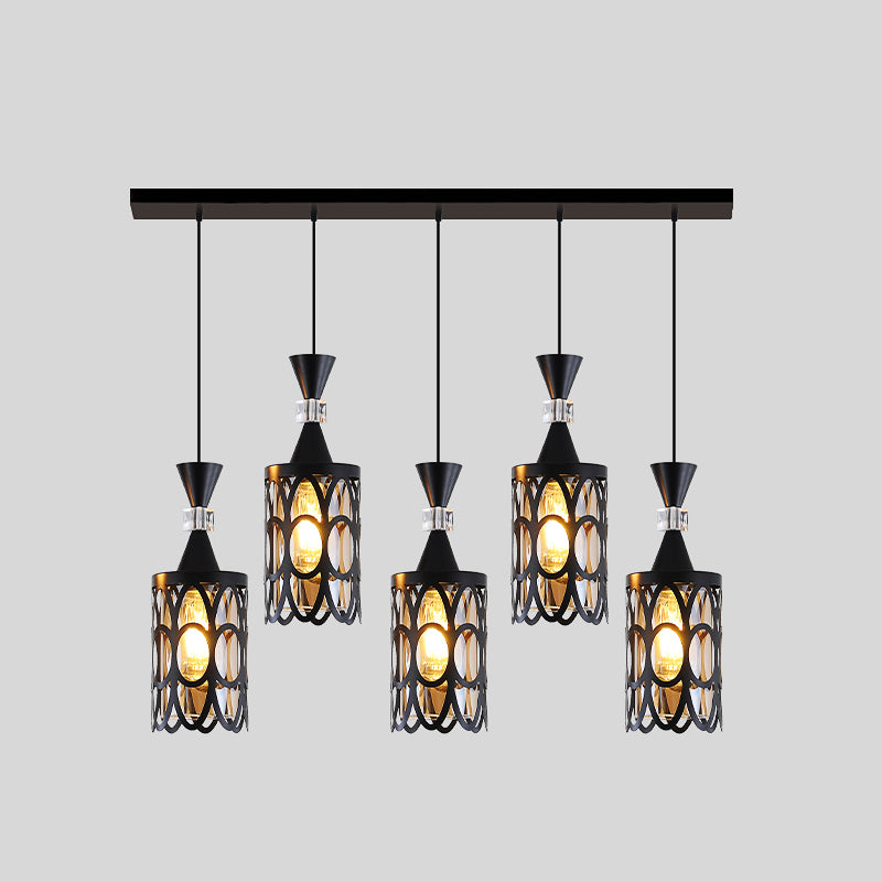 Cutouts Glass Suspension Light Fixture Modern Black Pendant Light for Dining Room