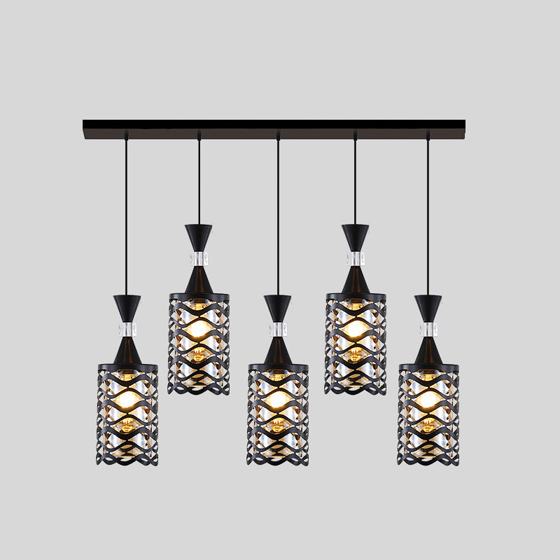 Cutouts Glass Suspension Light Fixture Modern Black Pendant Light for Dining Room