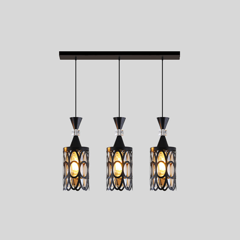 Cutouts Glass Suspension Light Fixture Modern Black Pendant Light for Dining Room