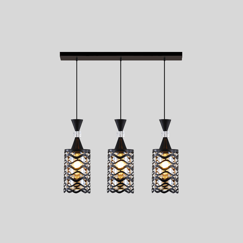 Cutouts Glass Suspension Light Fixture Modern Black Pendant Light for Dining Room