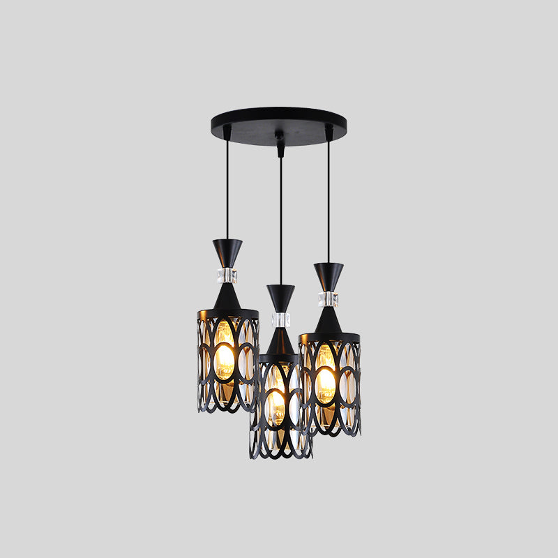 Cutouts Glass Suspension Light Fixture Modern Black Pendant Light for Dining Room